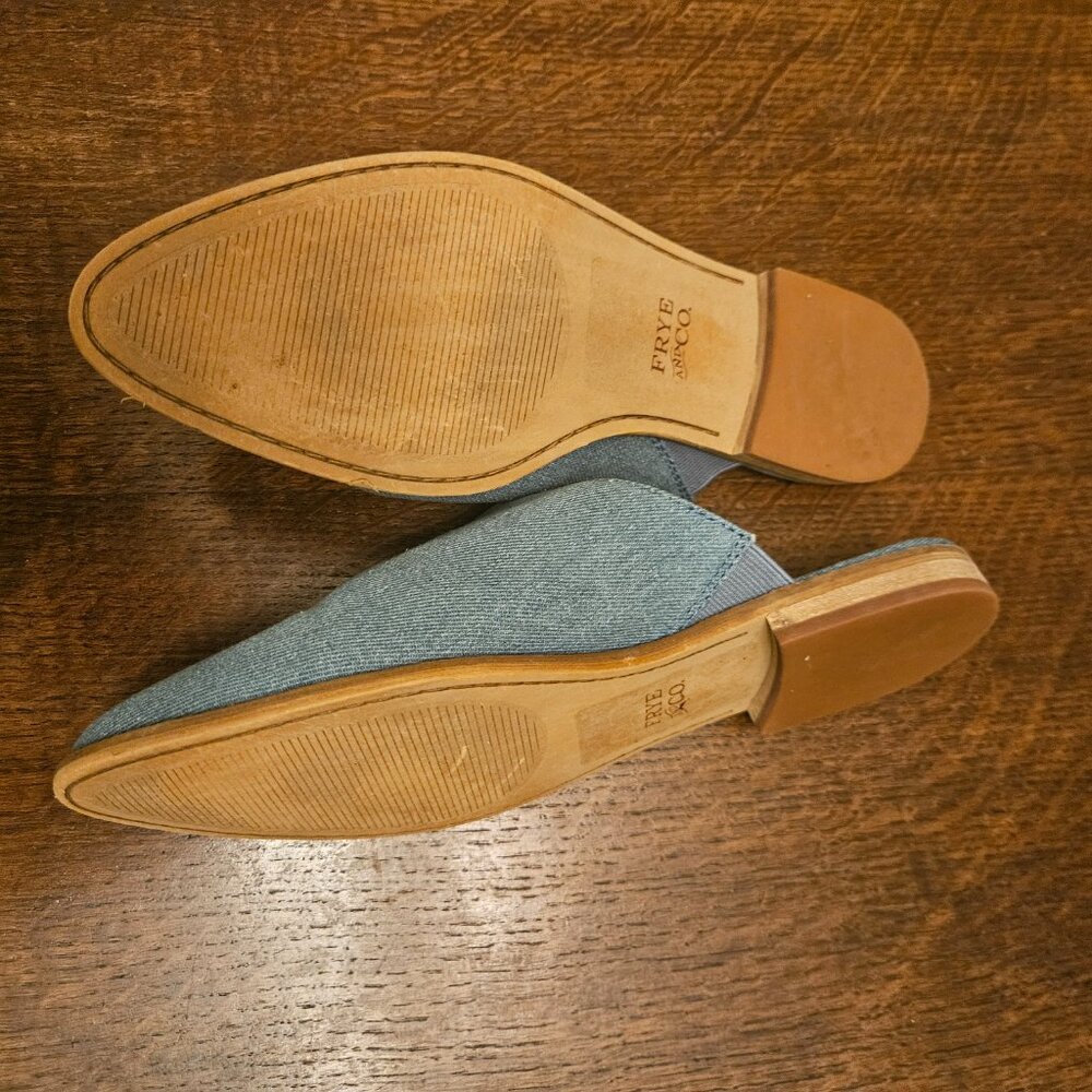 Frye and Co Fenn Washed Denim Mule Point Toe Slides Size 7.5" - Picture 5 of 5